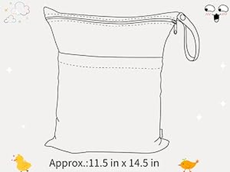 ALVABABY 2pcs Cloth Diaper Wet Dry Bags Waterproof Reusable with Two Zippered Pockets Travel Be detail