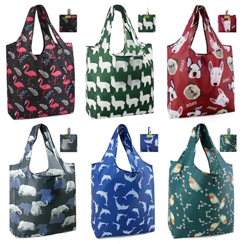 Reusable Grocery Bags Heavy Duty Extra Large 6 Pack Foldable Tote Bag - Cloth Grocery Bags