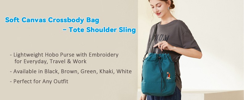Canvas Crossbody Bag for Women Tote Handbag Slouchy Shoulder Bag detail