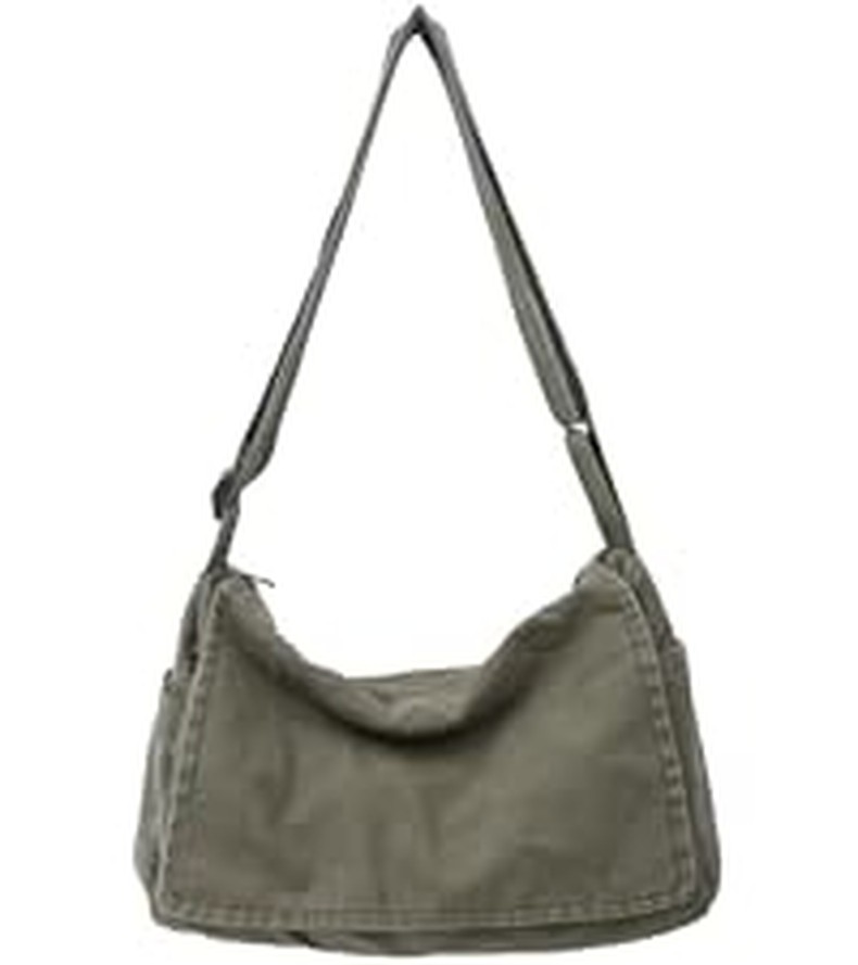 Canvas Messenger Bag Large Satchel Bag Travel Hobo Bag Casual Tote Shoulder Bag for Women and Men detail