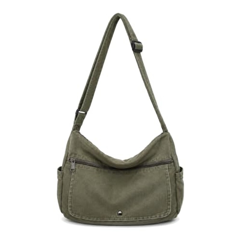Canvas Multiple Pockets Messenger Bag Casual Satchel Crossbody Shoulder Purse Hobo Tote Handbag