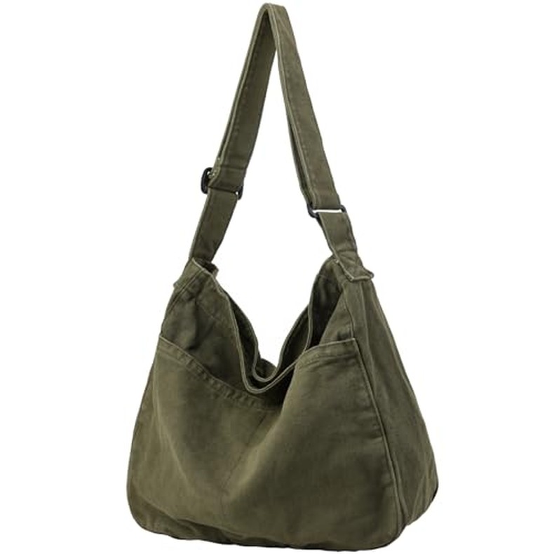 Canvas Tote Bag Casual Hobo Crossbody Shoulder Bag for Women and Men Large Purse Messenger Bag Trave detail
