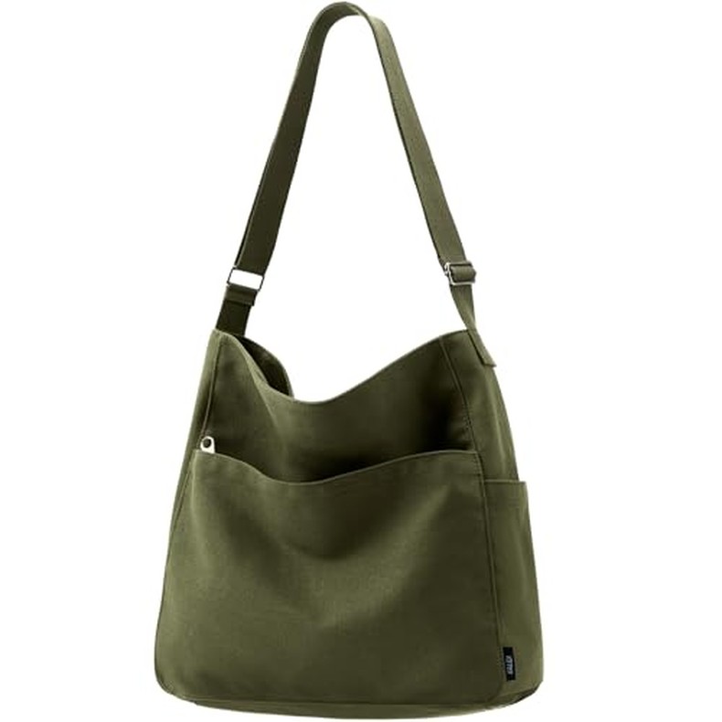 Canvas Tote Bag Zipper Large Crossbody Shoulder Bag Messenger Bag detail
