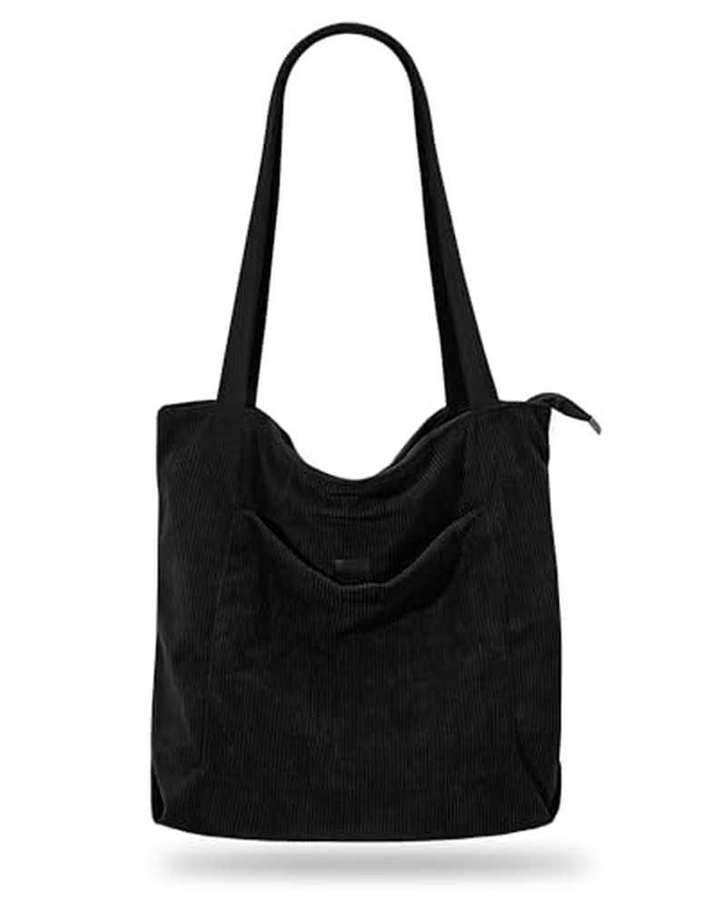 Corduroy Tote Bag for Women,Hobo HandBags with Zipper detail