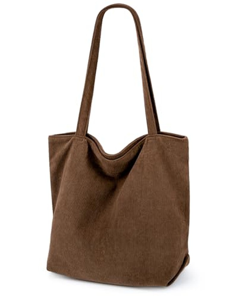 Corduroy Tote Bag for Women,Hobo HandBags with Zipper detail