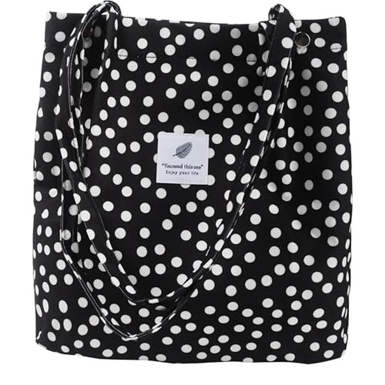 Corduroy Tote Bag, Work Shoulder Purse with Snap for Women detail