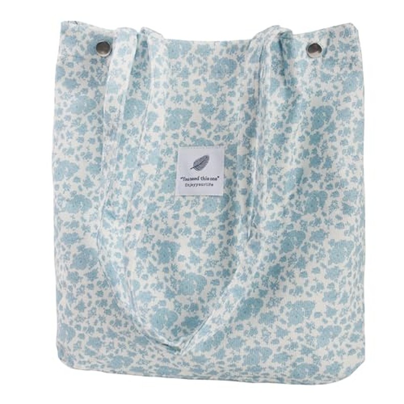 Corduroy Tote Bag, Work Shoulder Purse with Snap for Women detail