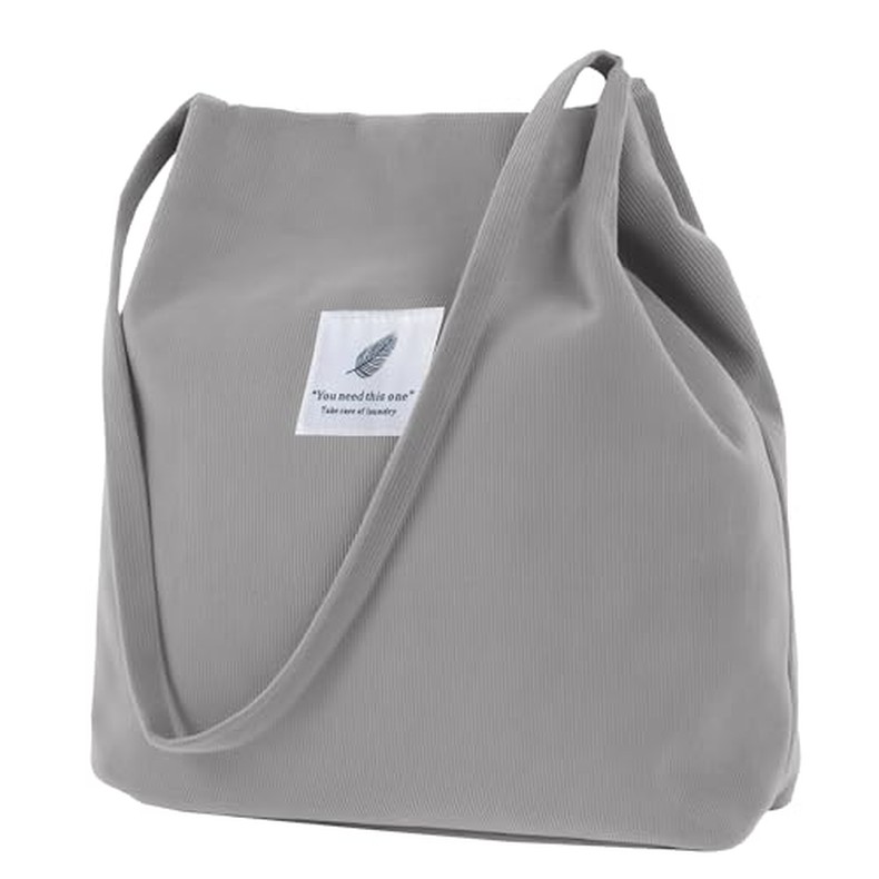 Corduroy Tote Bag, Work Shoulder Purse with Snap for Women detail
