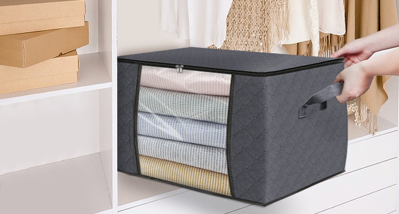 6 Pack Storage Bags for Clothes Blanket Storage Bins with Lids detail