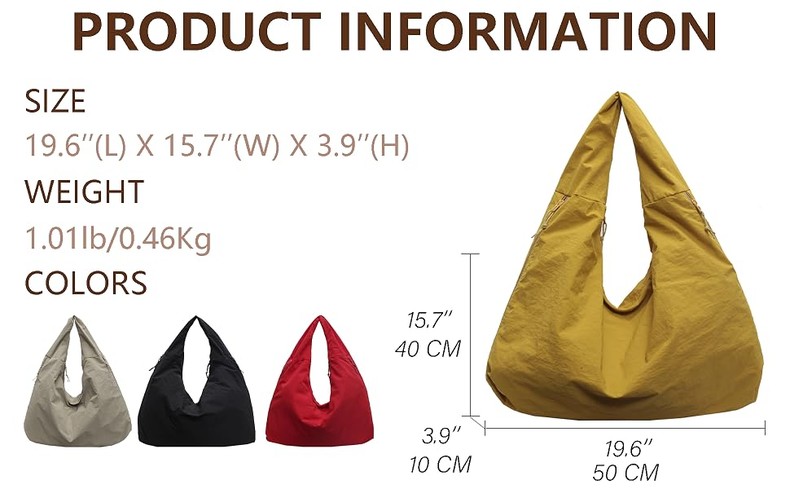 Large Nylon Hobo Bag Women Crescent Shoulder Bag Vintage Tote Bag Casual Shopper Handbag f detail