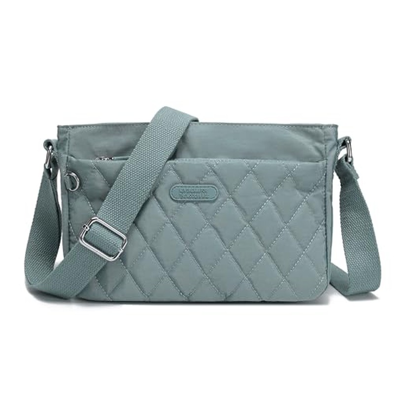 Lightweight Nylon Crossbody Bag for Women Small Quilted Shoulder Purse