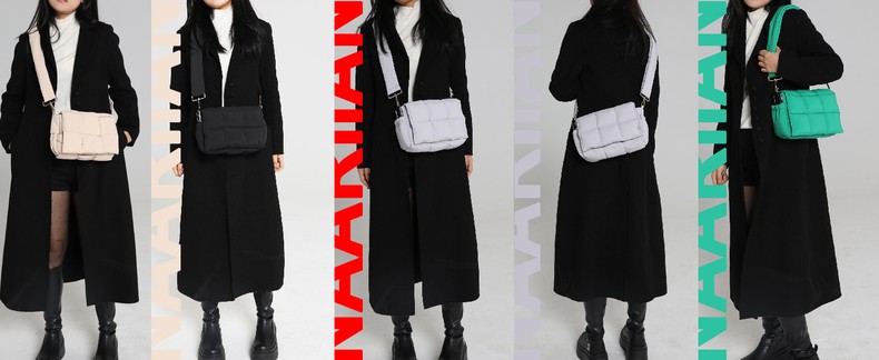 NAARIIAN Crossbody Bag for Women Quilted Puffer Purse Fashion Lightweight Travel Handbags Cute Small detail