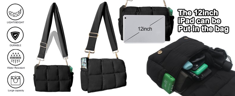 NAARIIAN Crossbody Bag for Women Quilted Puffer Purse Fashion Lightweight Travel Handbags Cute Small detail
