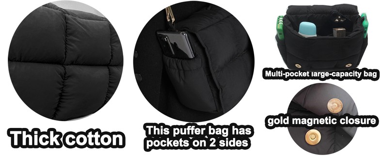 NAARIIAN Crossbody Bag for Women Quilted Puffer Purse Fashion Lightweight Travel Handbags Cute Small detail