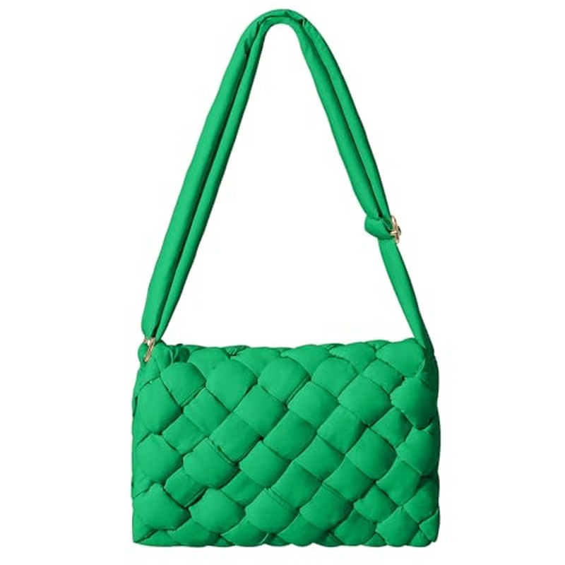 NAARIIAN Small Puffer Crossbody Bag for Women,Lightweight Quilted Woven Purse with Adjustable Strap