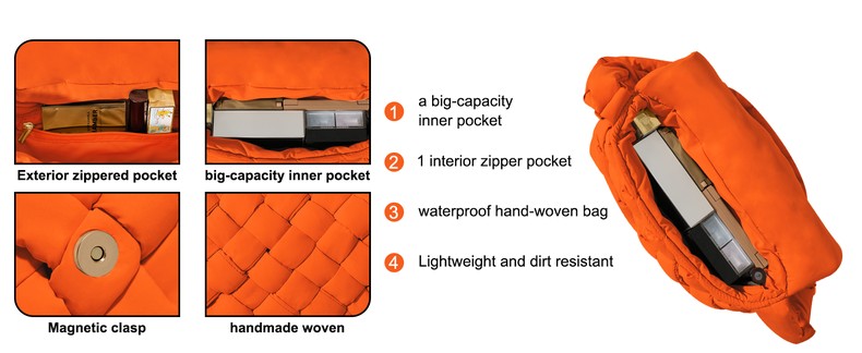 NAARIIAN Small Puffer Crossbody Bag for Women,Lightweight Quilted Woven Purse with Adjustable Strap detail