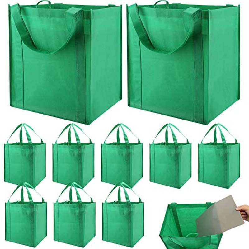NERUB Set of 10 Reusable Grocery Bags Heavy Duty Shopping Bags Large Grocery Totes with Reinforced B