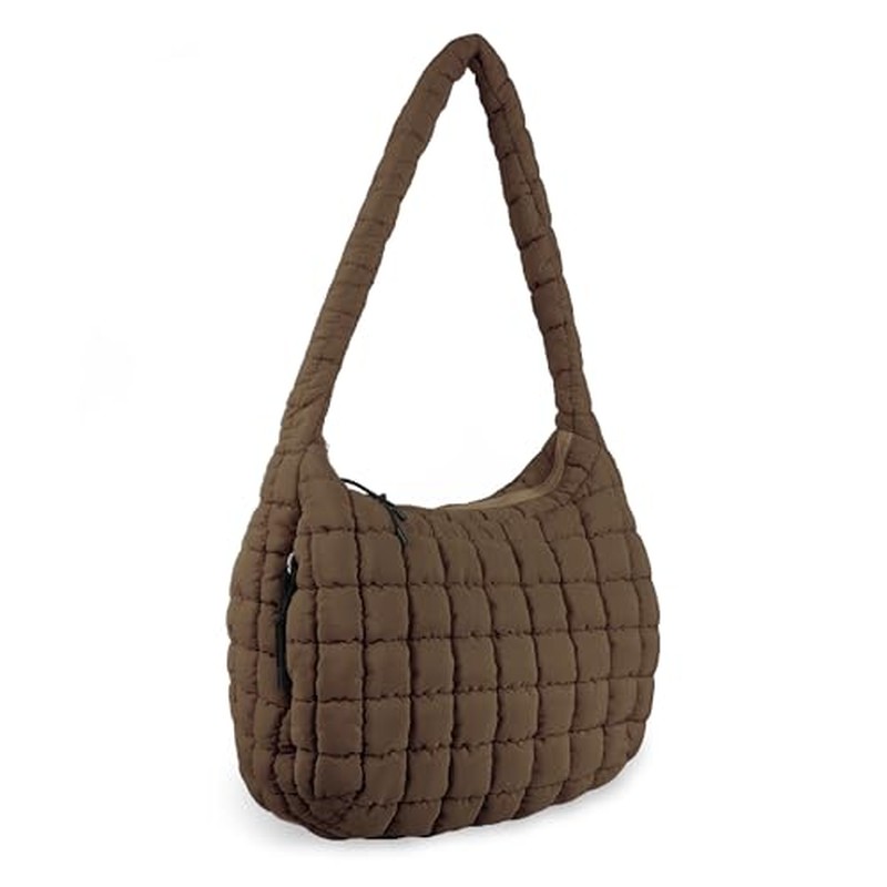 Quilted Puffer Tote Bag Purse Puffy Crossbody Shoulder Bag,Lightweight Nylon Hobo Bag Puffer Carryal