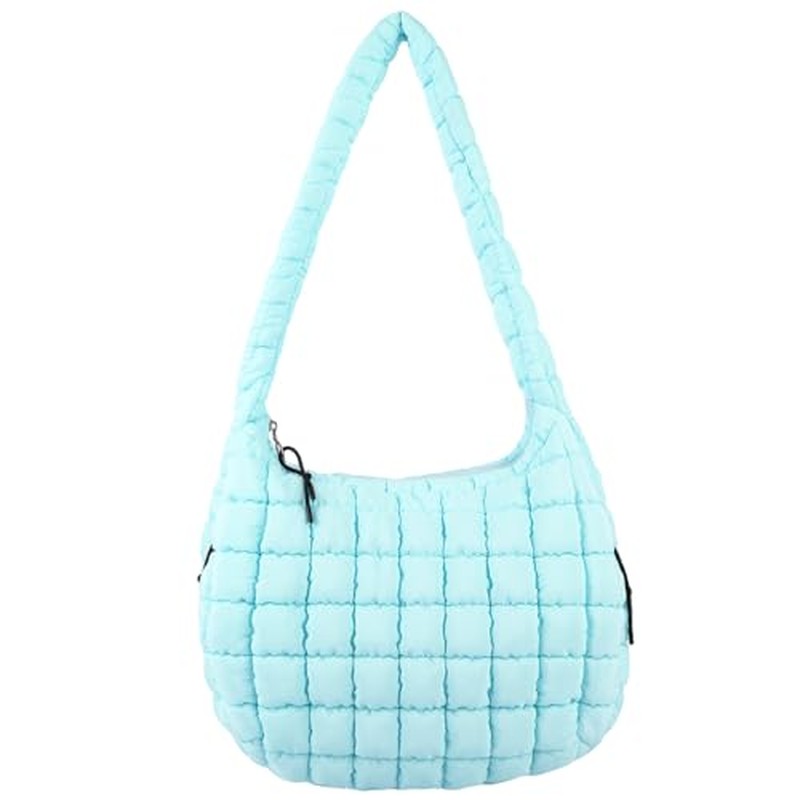 Quilted Puffer Tote Bag Purse Puffy Crossbody Shoulder Bag,Lightweight Nylon Hobo Bag Puffer Carryal
