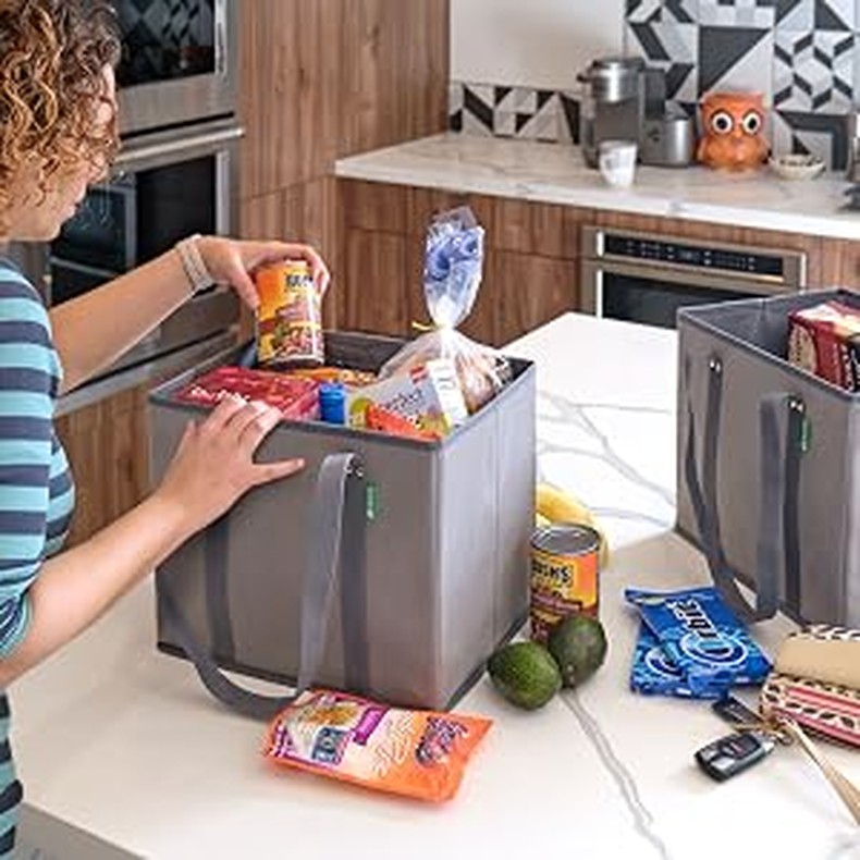 Reusable Grocery Bags (3 Pack) – Heavy Duty Shopping Bags, Blue detail