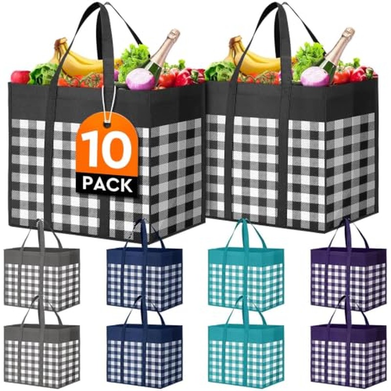 Reusable Grocery Shopping Bags 10 Pack Large Foldable Tote Bags Bulk