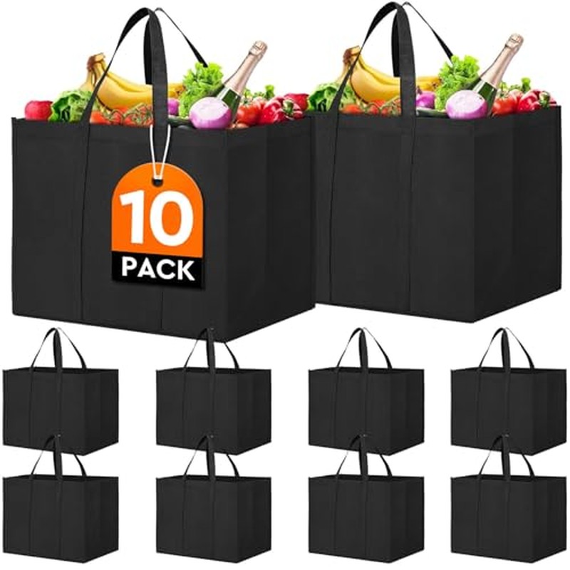 Reusable Grocery Shopping Bags 10 Pack Large Foldable Tote Bags Bulk