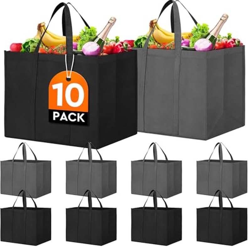 Reusable Grocery Shopping Bags 10 Pack Large Foldable Tote Bags Bulk detail