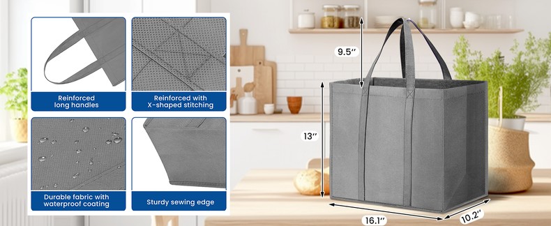 Reusable Grocery Shopping Bags 10 Pack Large Foldable Tote Bags Bulk detail