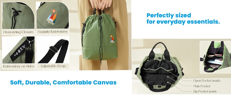 Canvas Crossbody Bag for Women Tote Handbag Slouchy Shoulder Bag