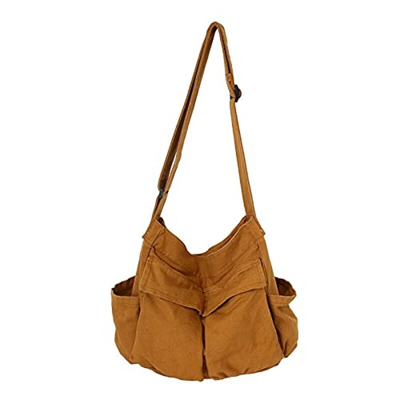 Canvas Messenger Bag Large Crossbody Bag with Multiple Pockets Canvas Shoulder Tote Bag for Women an