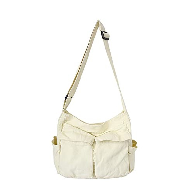 Canvas Messenger Bag Large Crossbody Bag with Multiple Pockets Canvas Shoulder Tote Bag for Women an