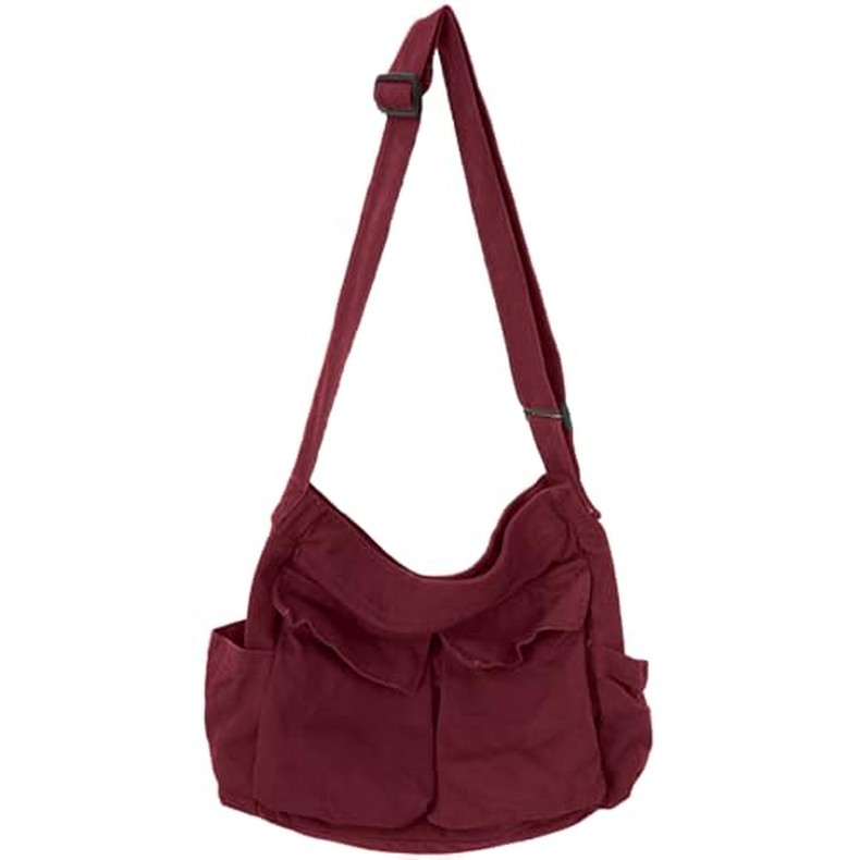 Canvas Messenger Bag Large Crossbody Bag with Multiple Pockets Canvas Shoulder Tote Bag for Women an