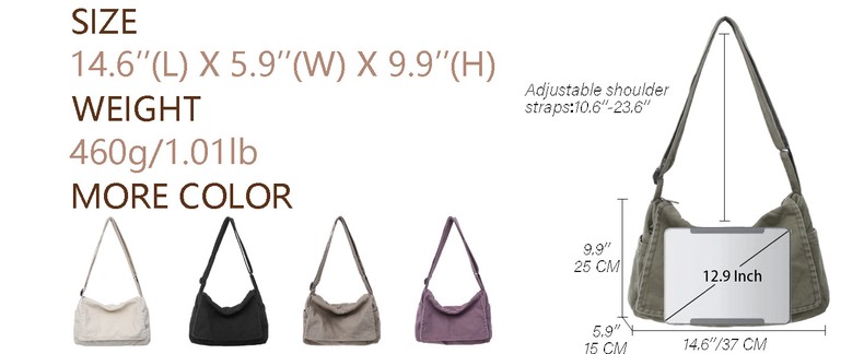 Canvas Messenger Bag Large Satchel Bag Travel Hobo Bag Casual Tote Shoulder Bag for Women and Men