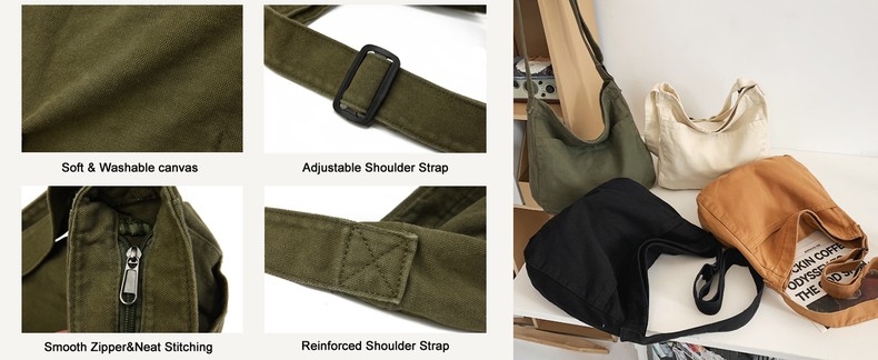 Canvas Tote Bag Casual Hobo Crossbody Shoulder Bag for Women and Men Large Purse Messenger Bag Trave