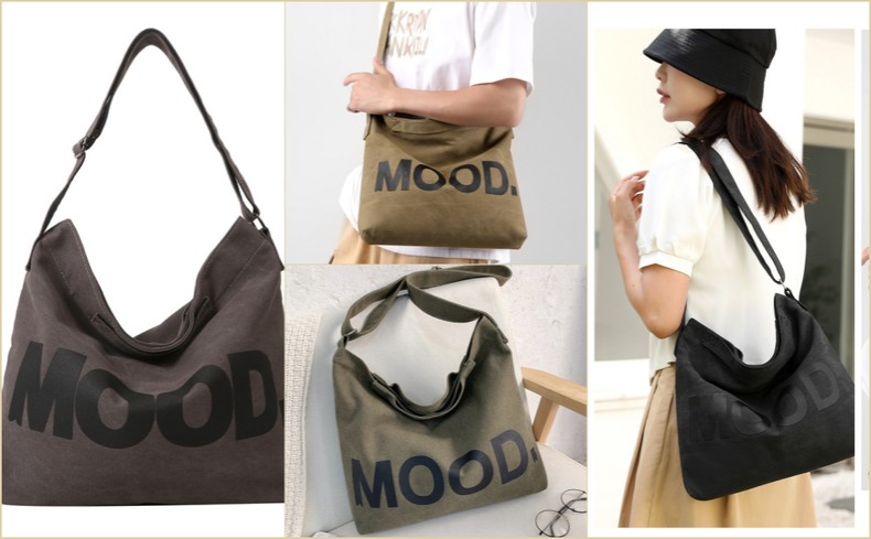 Canvas Tote Bag,Crossbody Shoulder Tote Bag for Women and Men Zipper Messenger Bag Travel Shoulder B