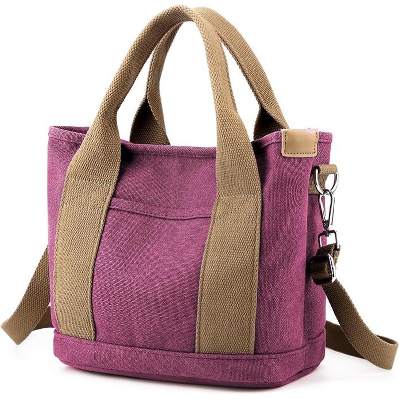 Canvas Tote Bag for Women,Small Totes Bags with Zipper Crossbody Purse with Pockets Large Shoulder H