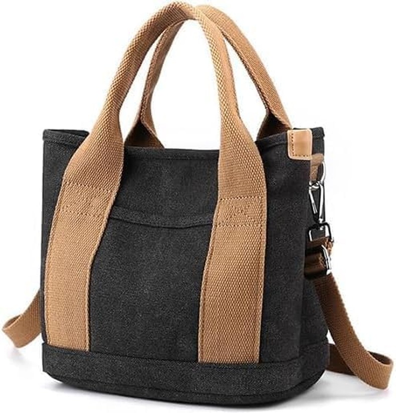 Canvas Tote Bag for Women,Small Totes Bags with Zipper Crossbody Purse with Pockets Large Shoulder H