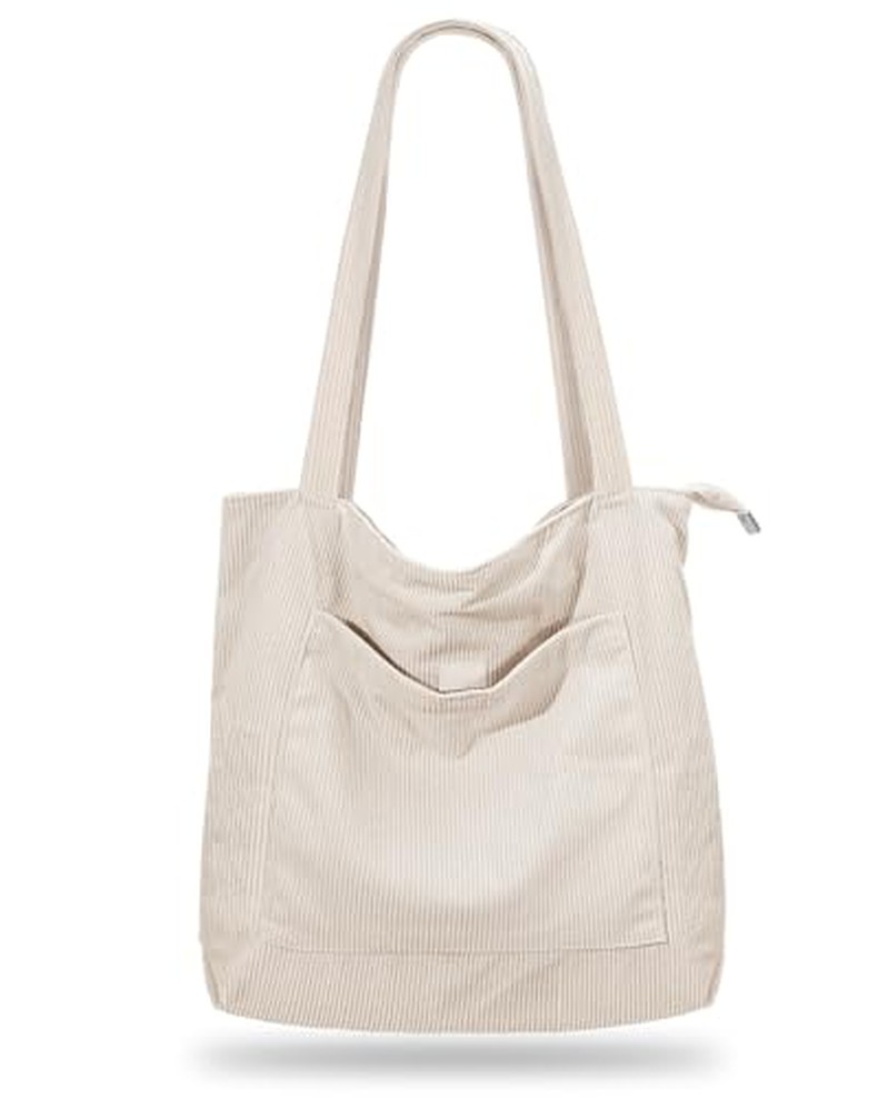 Corduroy Tote Bag for Women,Hobo HandBags with Zipper
