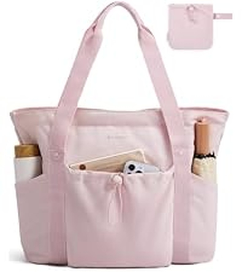 Foldable Tote Bag with Drawstring Bag, Tote Bag Shoulder Bag Top Handle Handbag for Travel,