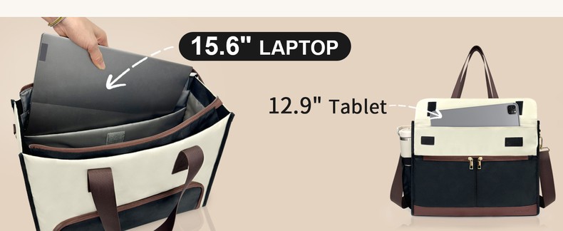 Lu.6_ Laptop Tote with Insulated Lunch Box Compartment for Nurse, Teacher Work Office Outdoor