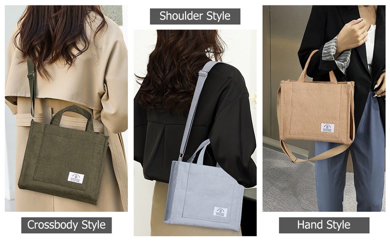 Tote Bag for Women, Corduroy Crossbody Bags Shoulder Handbag