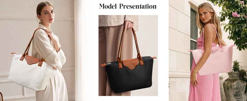 Tote Bag for Women Nylon Top-Handle Purse,Large Capacity Shoulder Hobo handBag with Zipper Le